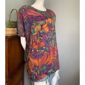 vintage AKF NY : art print tropical blouse